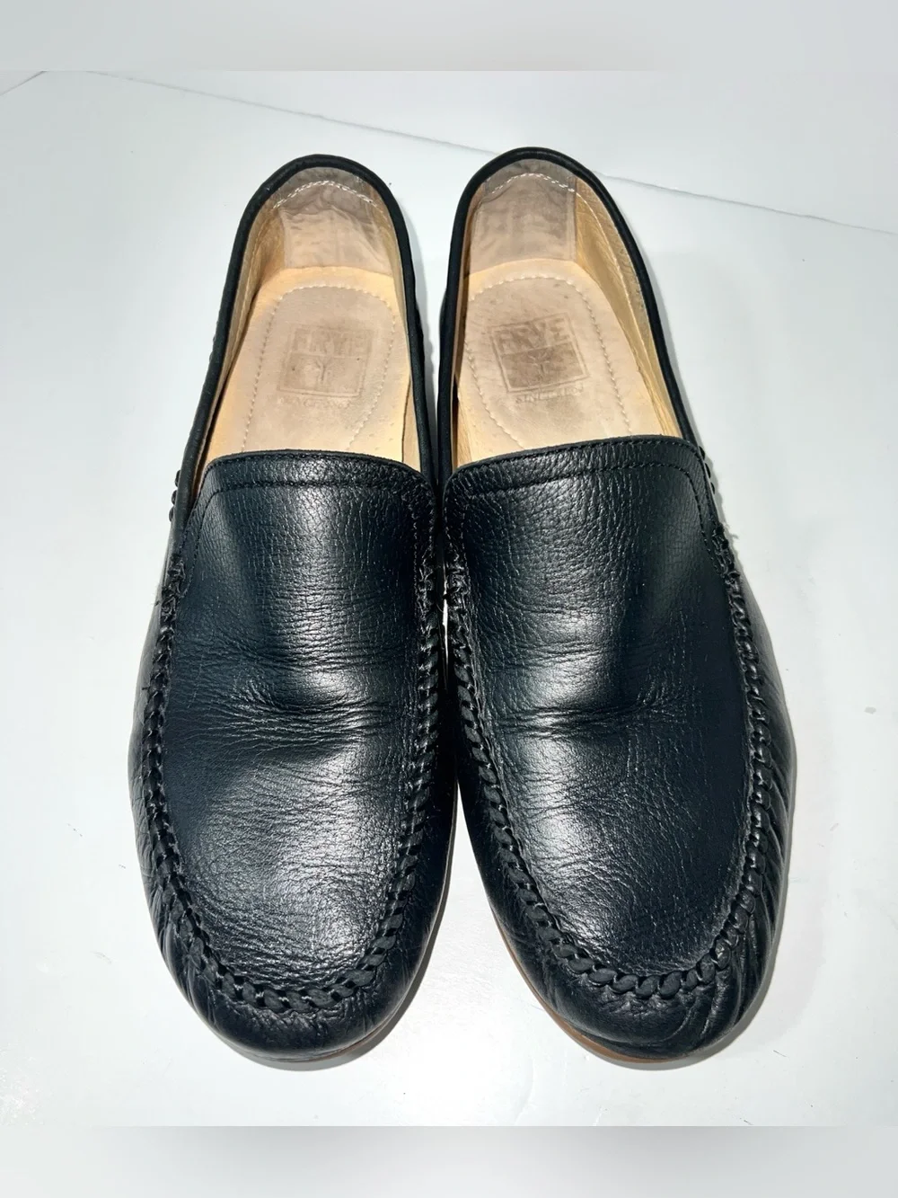 Frye Lewis Venetian Black Leather Driving Loafers Men’s 10.5 Slip On Moccasins